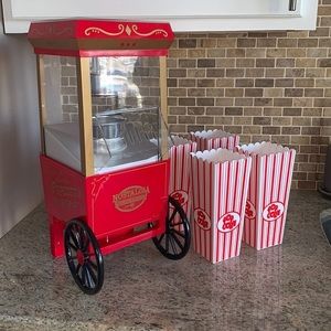 🍿NOSTALGIA Air Popcorn Maker + 4 Popcorn Containers